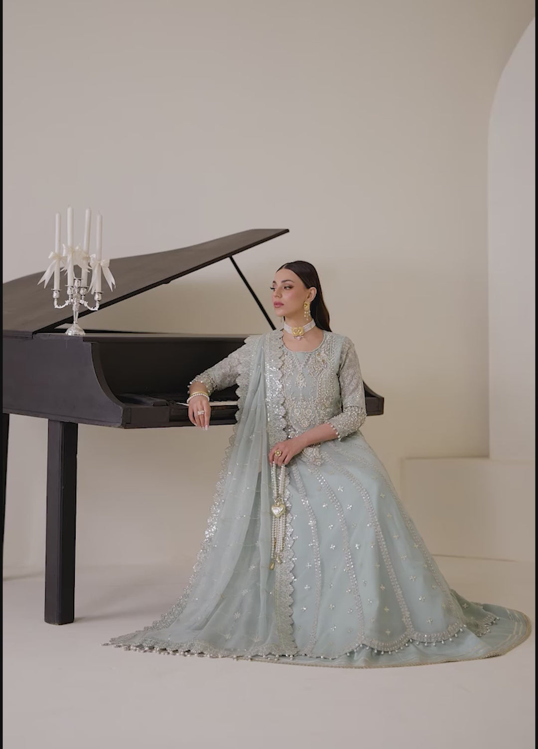 Aymal by Alizeh Fashion Handcrafted Unstitched Embroidered Chiffon 3 Pcs Suit AF26UAC 02-SINOOR - Festive Collection