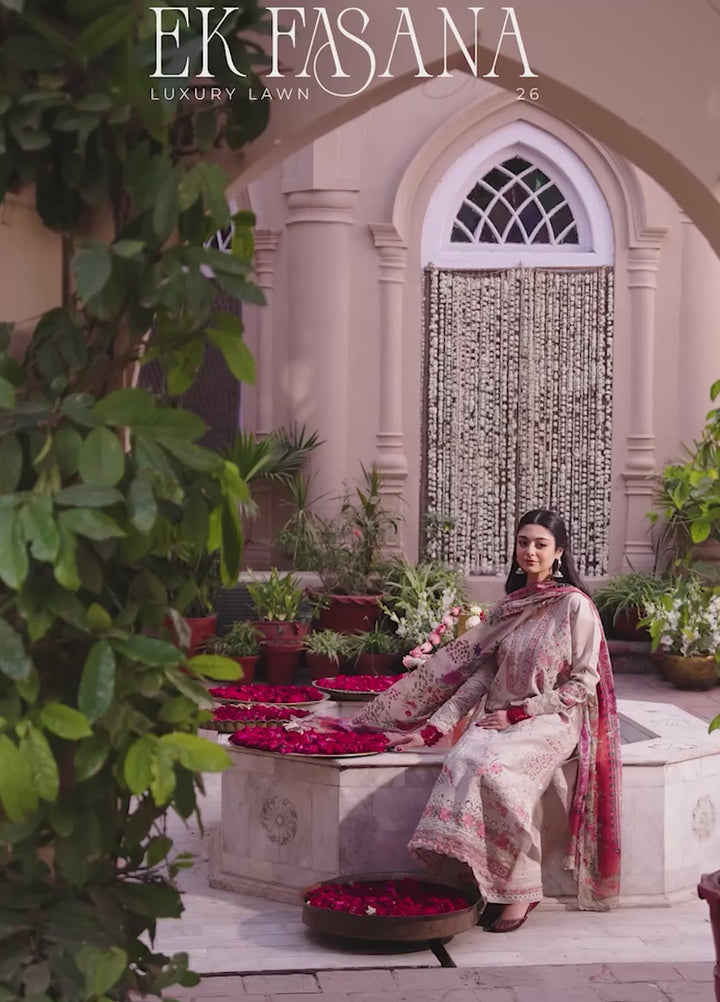 Ek Fasana by Kahf Premium Unstitched Embroidered Luxury Lawn 3 Piece Suit KHF26UFL KLB-6A SILSILA - Festive Collection