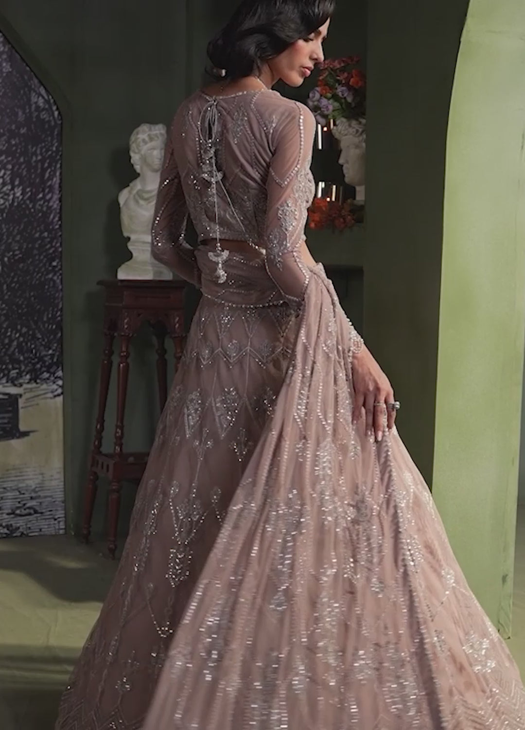 Zarif Unstitched Embroidered Net 3 Piece Suit ZR26UF Heritage ZHF-03-Meraki - Festive Collection
