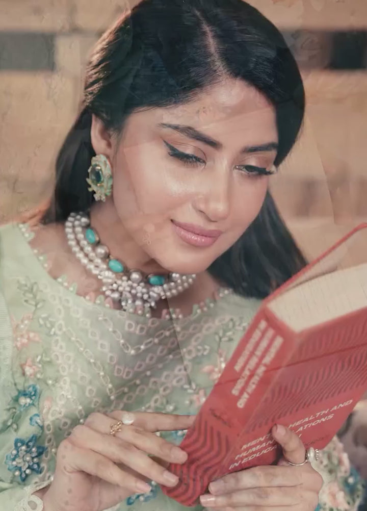 Tales of Petals by Sardinia Unstitched Embroidered Luxury Lawn 3 Pcs Suit SRD26UTP D-2 Summer Sage - Festive