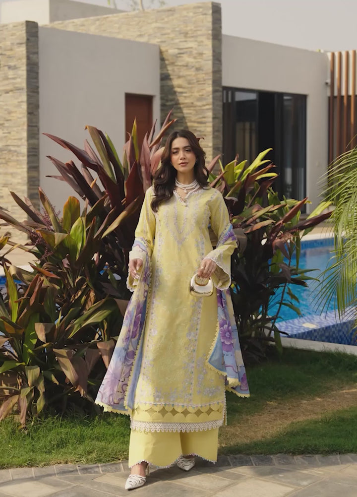 Aylin Unstitched Embroidered Luxury Lawn 3 Piece Suit AYL26UL D2 Vanilla Daisy - Summer Collection