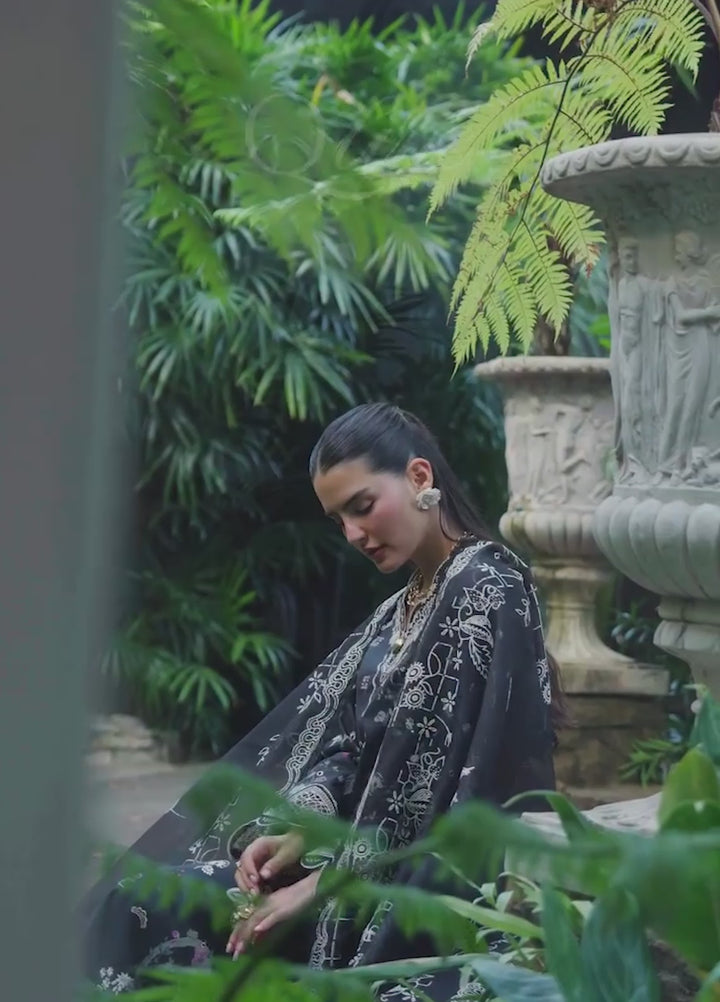 Q Line by Qalamkar Unstitched Chikankari Embroidered Lawn 3 Piece Suit QLK26UQL RP-07 OBSIDIAN - Summer Collection