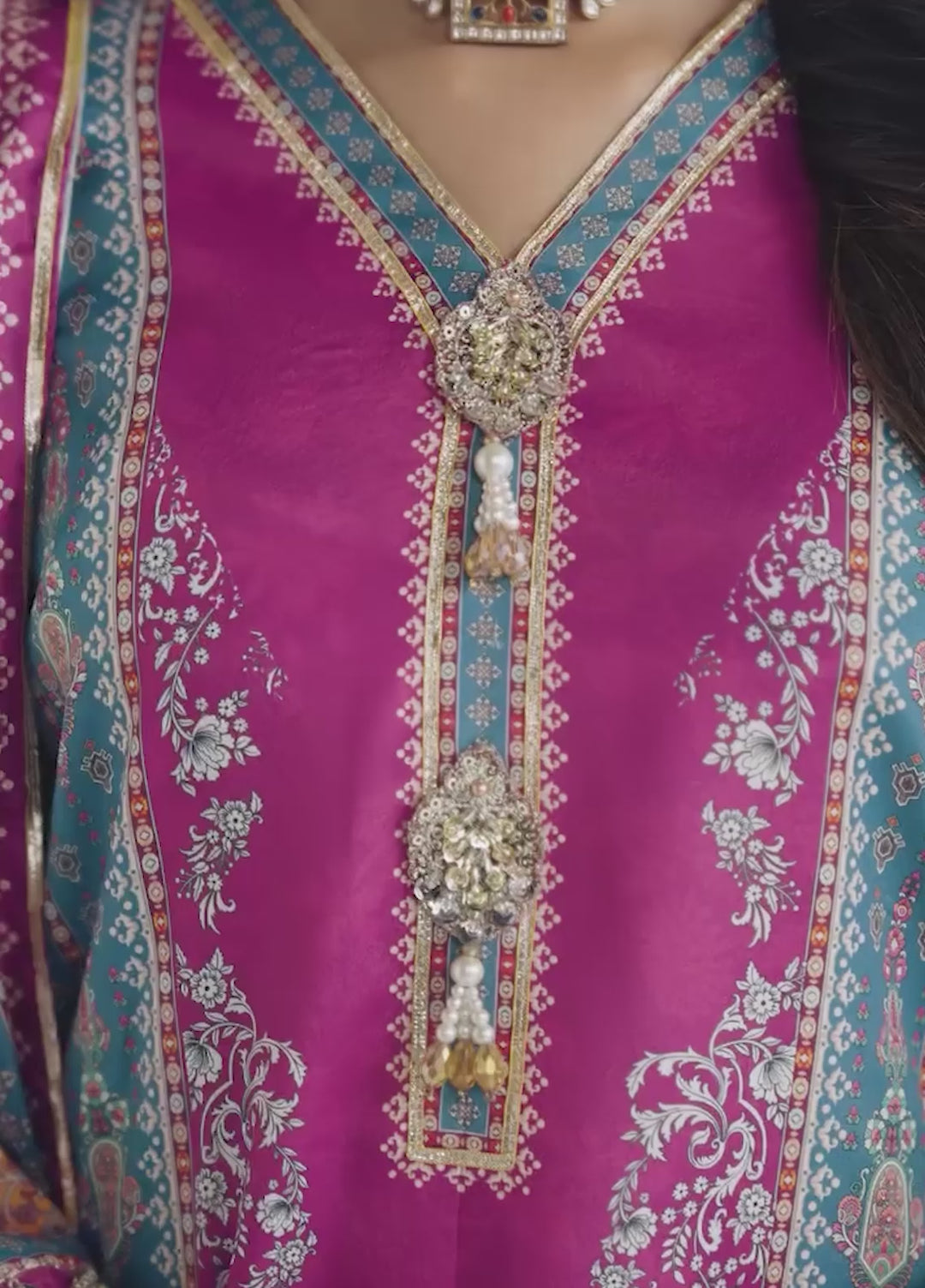 Aira by Gulaal Unstitched Printed Silk 3 Piece Suit GL26USA Magenta Mischief GS-09 - Festive Collection