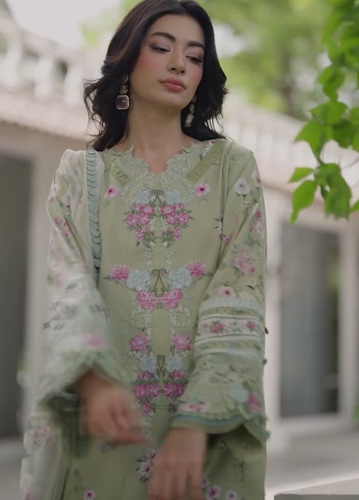 Signature by Elaf Unstitched Embroidered Lawn 3 Piece Suit EL26USLE Jade ESG-6A - Eid Collection