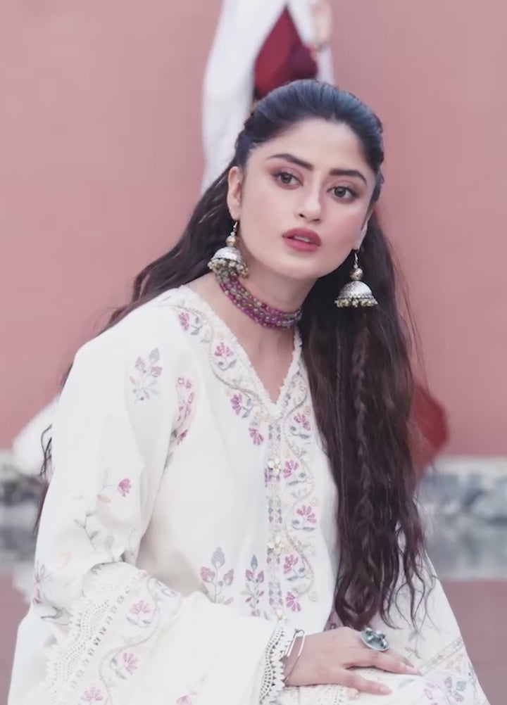 Cross Stitch Unstitched Embroidered Khaddar 3 Piece Suit CS26UW Alabaster Bloom - Winter Collection