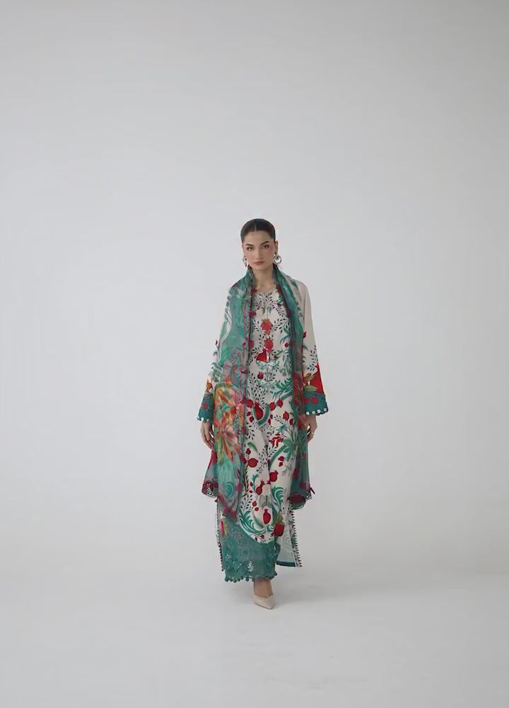 M Prints by Maria B Unstitched Printed Lawn 3 Piece Suit MB26UMP D-12 A - Summer Collection