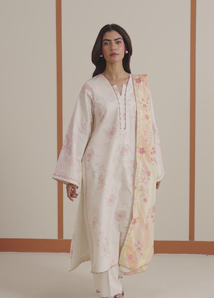 Seran Essentials Unstitched Printed Lawn 3 Piece Suit SN26UEL Maelle D-06 - Lawn Collection