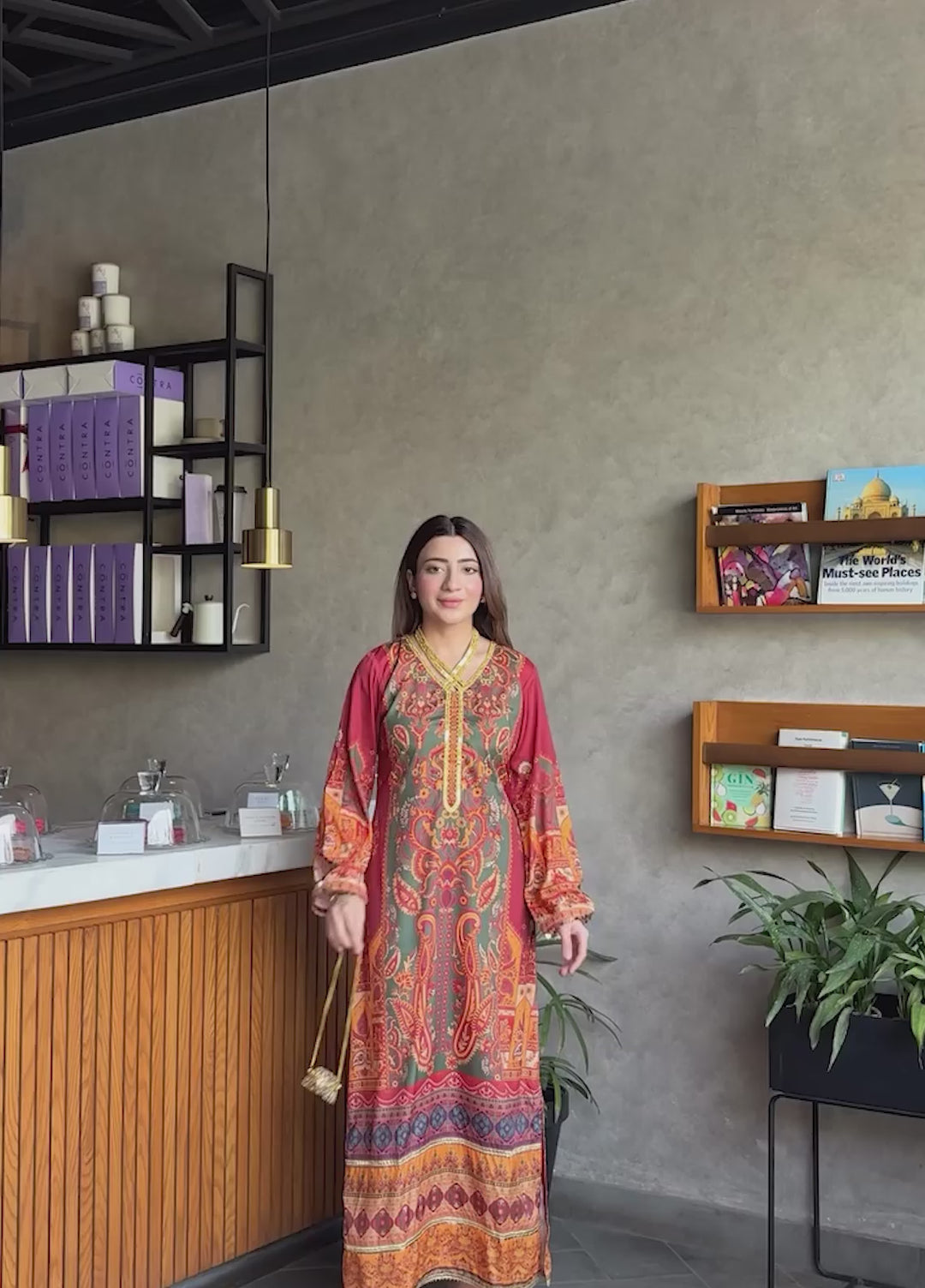 Mataish Women RTW Printed Crepe 1 Piece Suit Solea Rust - Festive Collection