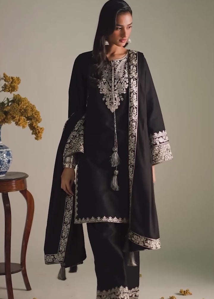 Winter Weave by Jahaan RTW Embroidered Khaddar 3 Piece Suit Raven Casual Collection