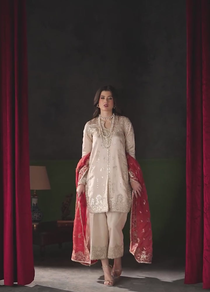 Verve Silk Edit by Emaan Adeel Unstitched Embroidered Raw Silk 3 Piece Suit EA26UVF Poise - Festive Collection