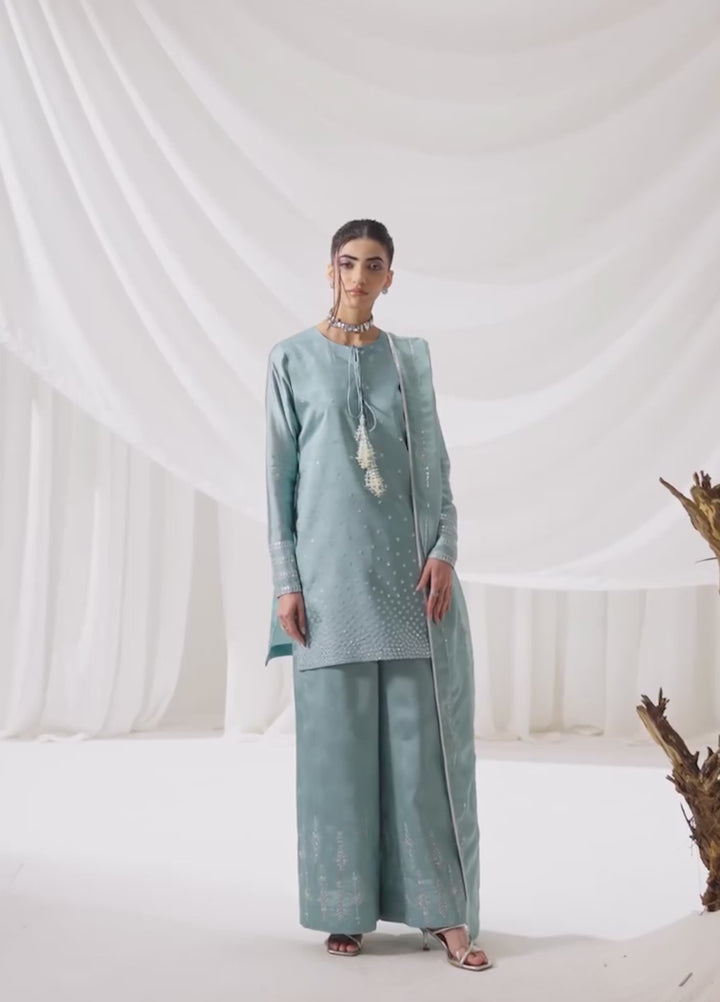 Celeste by Jamni RTW Embroidered Sheesha Silk 3 Piece Suit AERIAL Festive Collection