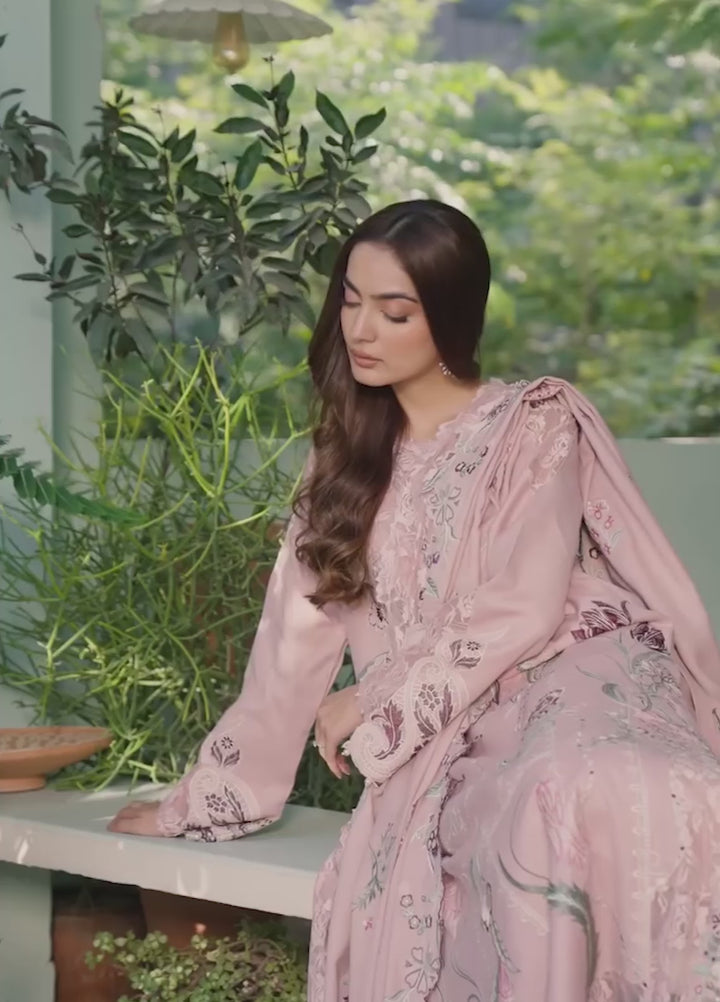 Plush Luxury by Asifa and Nabeel Unstitched Embroidered Pashmina 3 Piece Suit Winter Rose WLXU-07 - Festive Collection