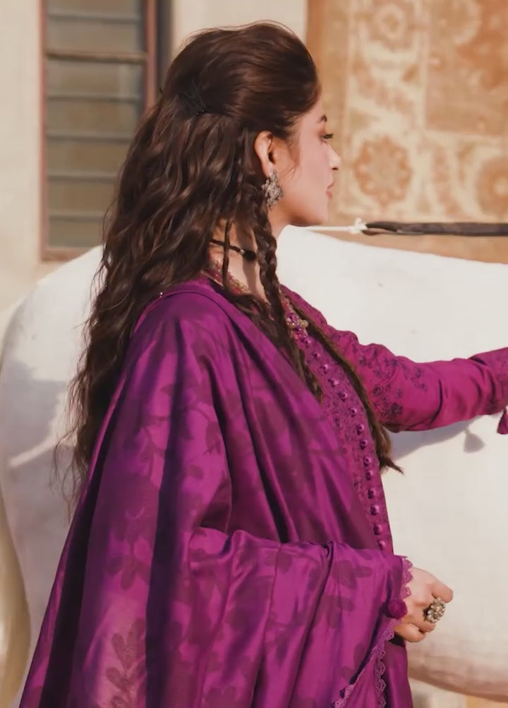 Cross Stitch Unstitched Embroidered Linen 3 Piece Suit CS26UW Velvet Fuchsia - Winter Collection