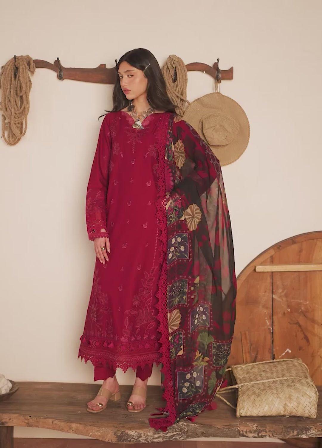 Raha by Nureh Unstitched Embroidered Lawn Doria 3 Piece Suit NU26ULR NE-248 - Summer Collection