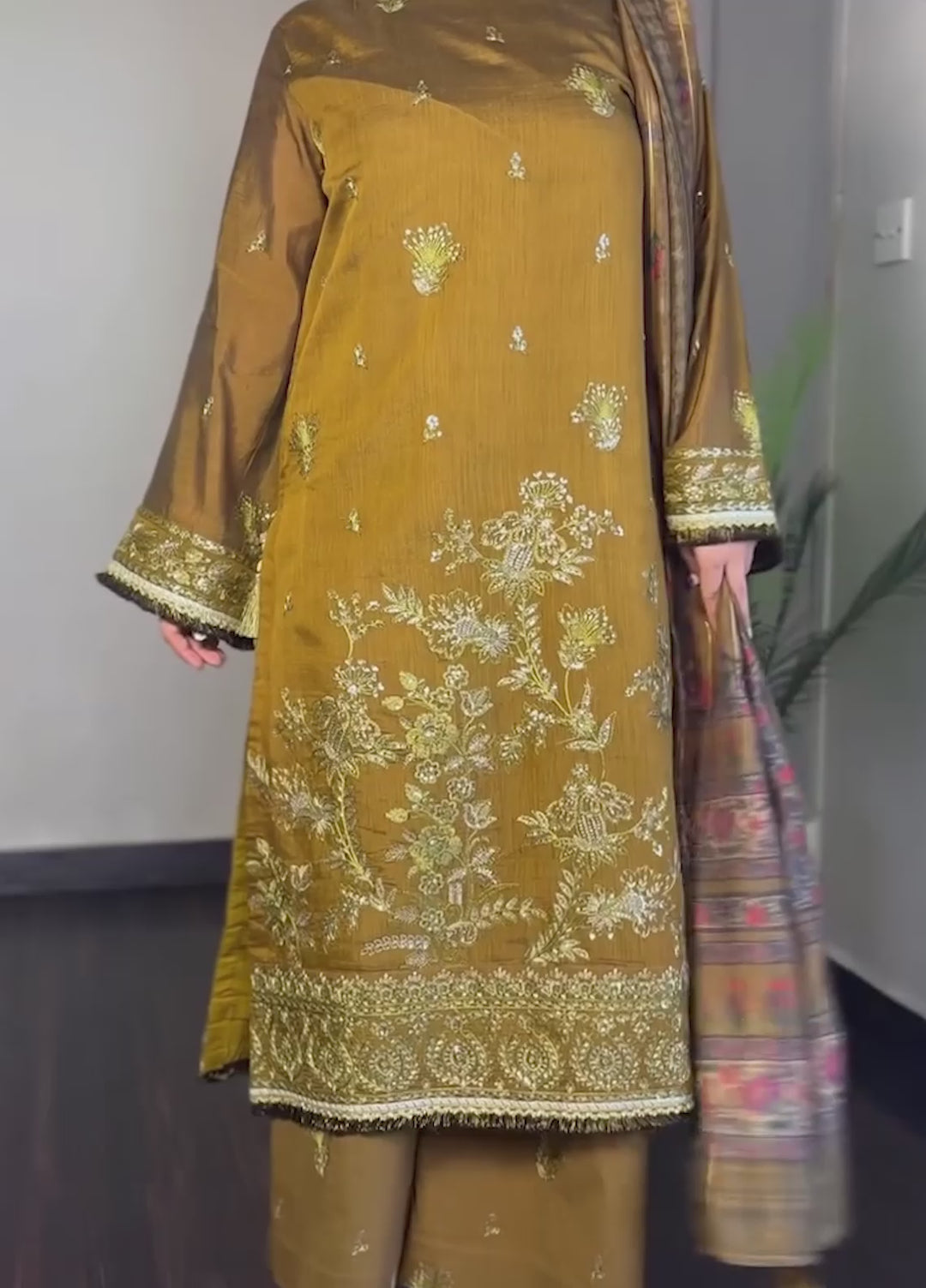 Salitex Unstitched Embroidered Cotton Silk 3 Piece Suit SUNW7NO107 - Festive Collection