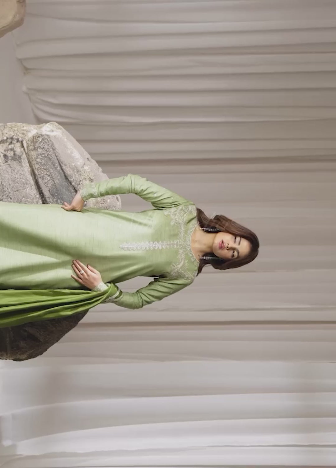 Silk Atelier by Jamni RTW Embroidered Korean Silk 3 Piece Suit MINT CRUSH Festive Collection
