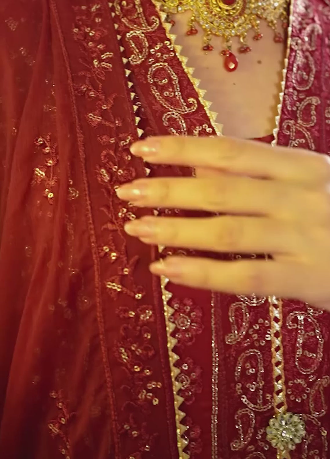 Rasm e Henna by Al Siyaab RTW Embroidered Chiffon 3 Piece Suit Noor e Nazakat Maroon - Festive Collection