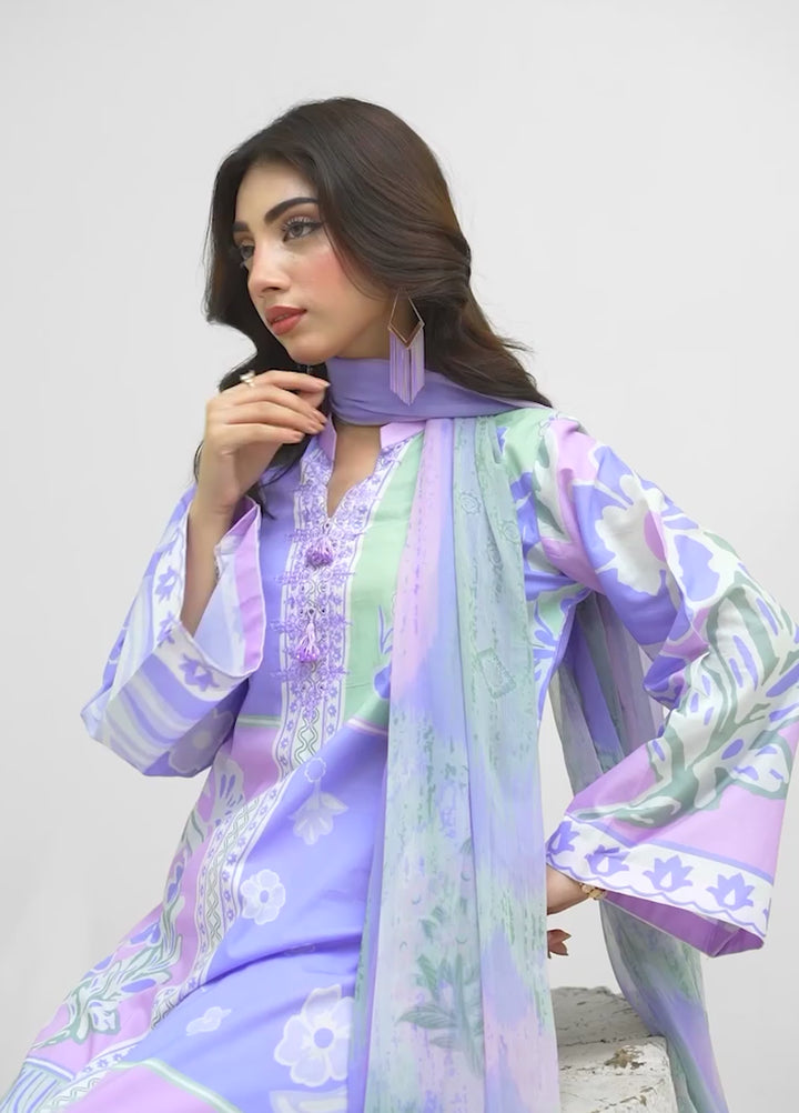 Zar e Jahan by Huma Gul Unstitched Printed Lawn 3 Piece Suit MEHARHG-902 - Casual Collection