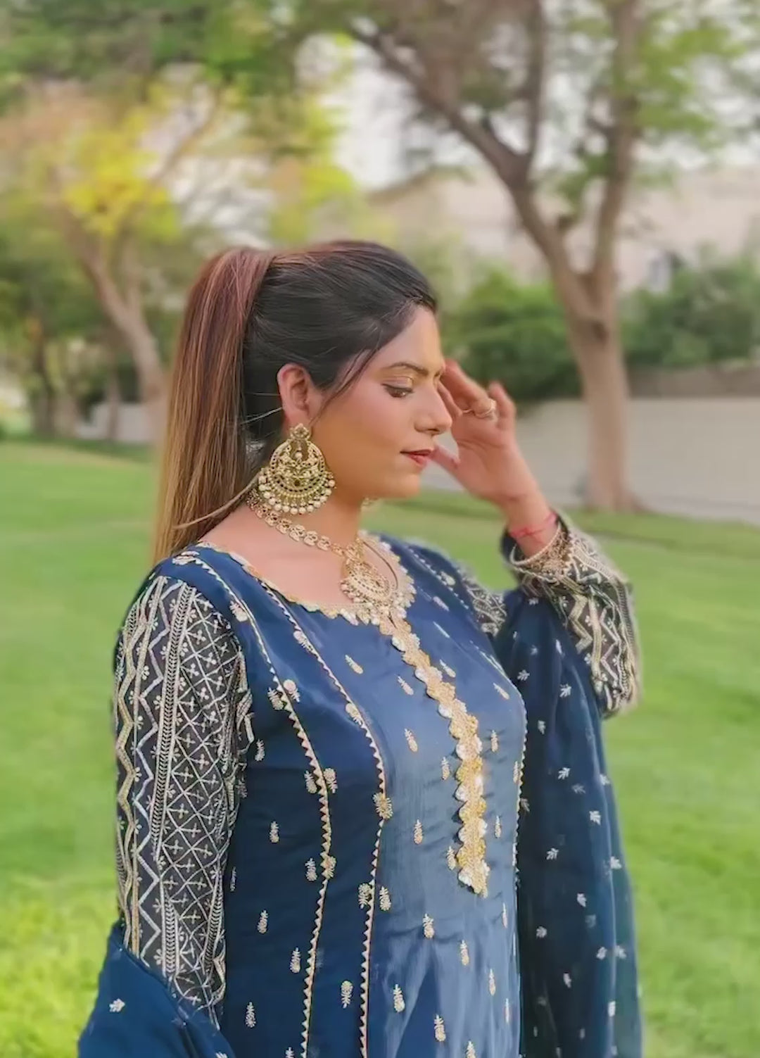 Rasm e Henna by Al Siyaab RTW Embroidered Chiffon 3 Piece Suit Bahaar Peacock - Festive Collection