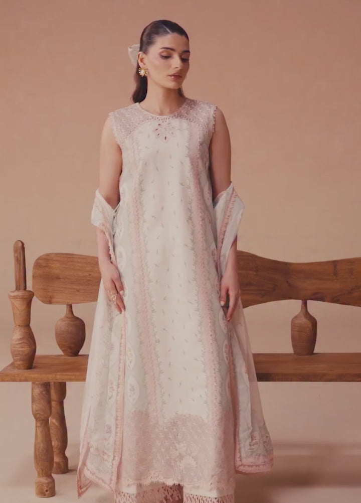 Haze A Prints by Afrozeh Unstitched Embroidered  Lawn 3 Piece Suit AF26UAP Sunnival Ivory FWU-109 - Summer Collection