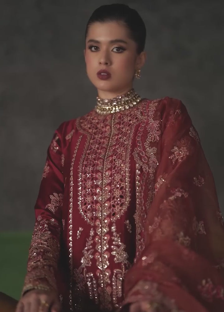 Verve Silk Edit by Emaan Adeel Unstitched Embroidered Raw Silk 3 Piece Suit EA26UVF Noemie - Festive Collection