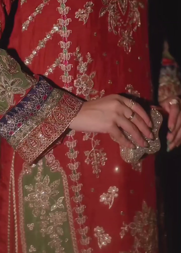 Vera Unstitched Embroidered Raw Silk 3 Piece Suit VR26URF Zar Rust - Festive Collection