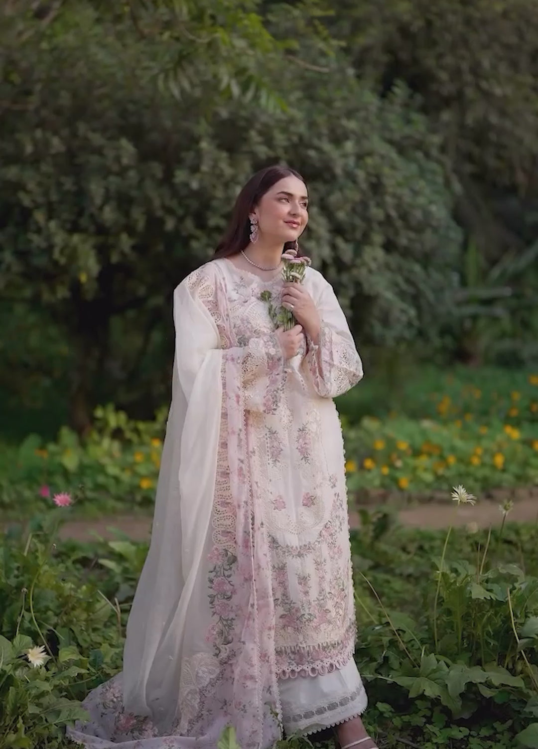 Elaf Premium Unstitched Embroidered Lawn 3 Piece Suit EL26ULF Sweet Talk ELQ-7B - Festive Collection
