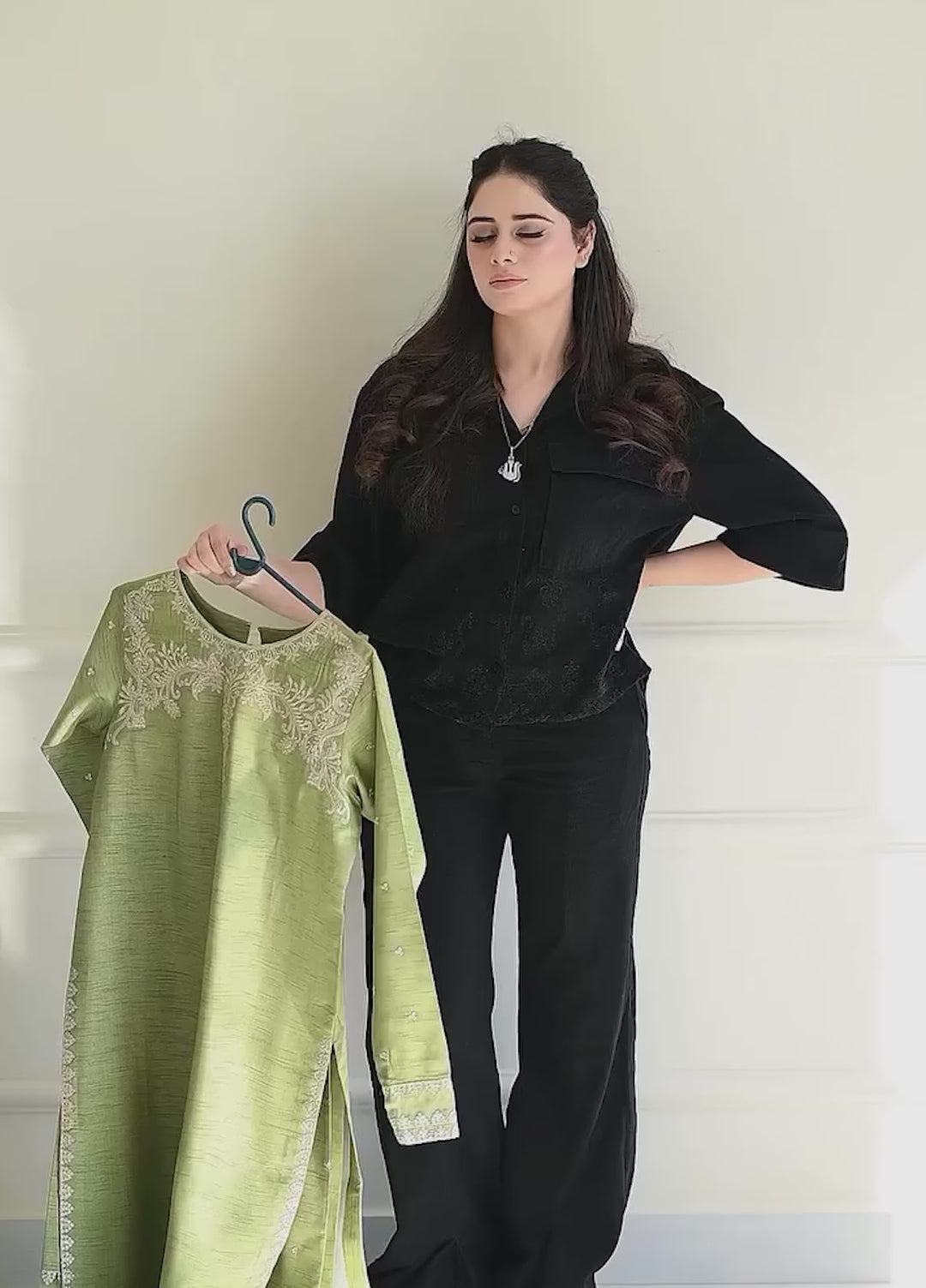 Silk Atelier by Jamni RTW Embroidered Korean Silk 3 Piece Suit MINT CRUSH Festive Collection