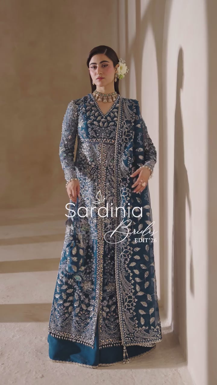 Sardinia Brides Unstitched Hand work Organza 4 Piece Suit SR26UB Sylvia 1805 - Wedding Collection