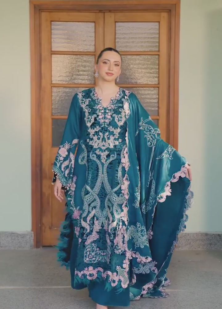 Plush Luxury by Asifa and Nabeel Unstitched Embroidered Pashmina 3 Piece Suit Secret Garden WLXU-03 - Festive Collection