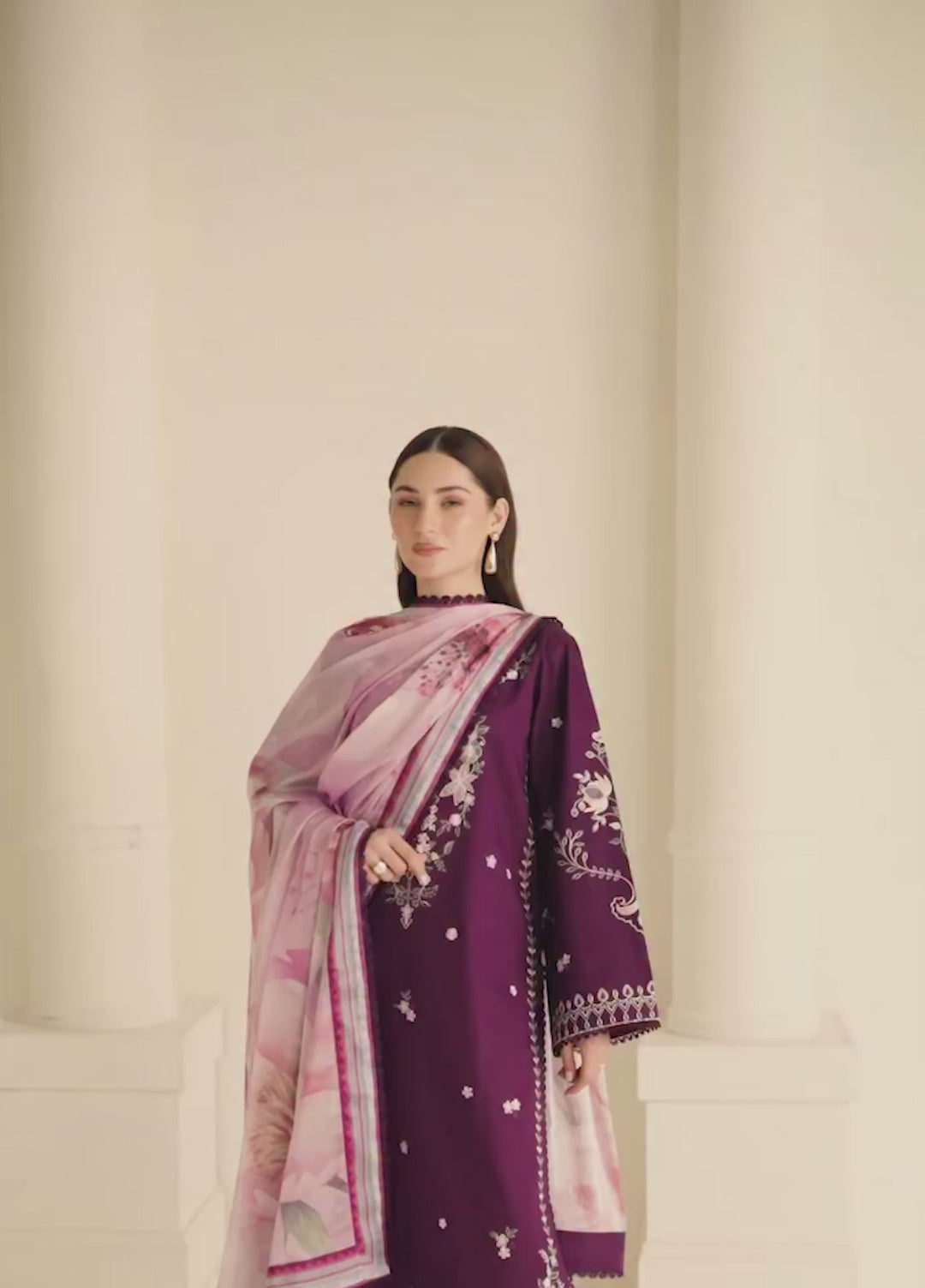Mistfall by Panache Apparel RTW Embroidered Cotton 3 Piece Suit roselle Eid Collection