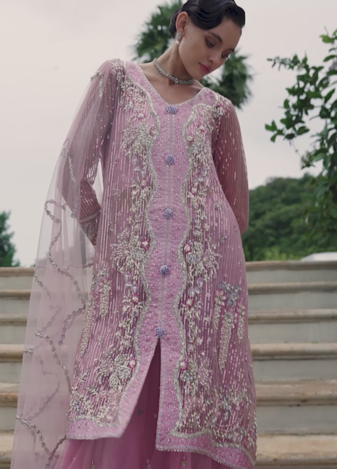 Inception by Mushq Embroidered Net Suits Unstitched 4 Piece MQ25IW D-05 Pretty In Pink - Wedding Collection