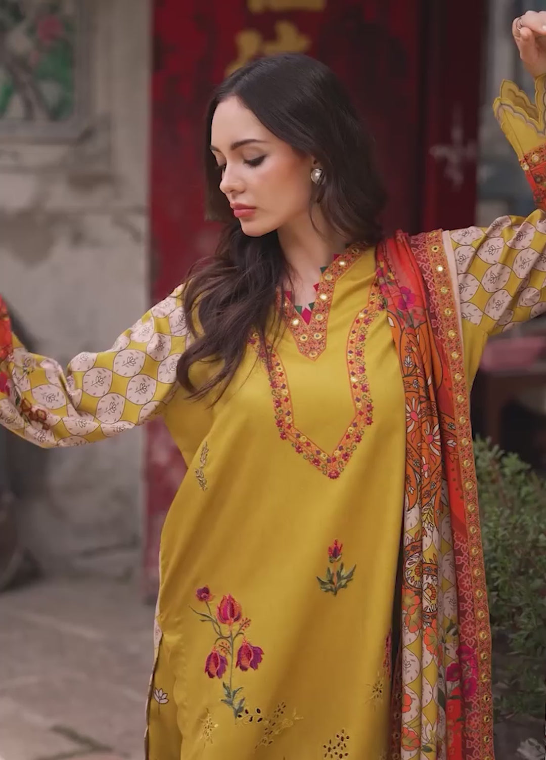 Combination by Charizma Unstitched Embroidered Linen 3 Piece Suit CHR26UCL CCW7-03 - Casual Collection