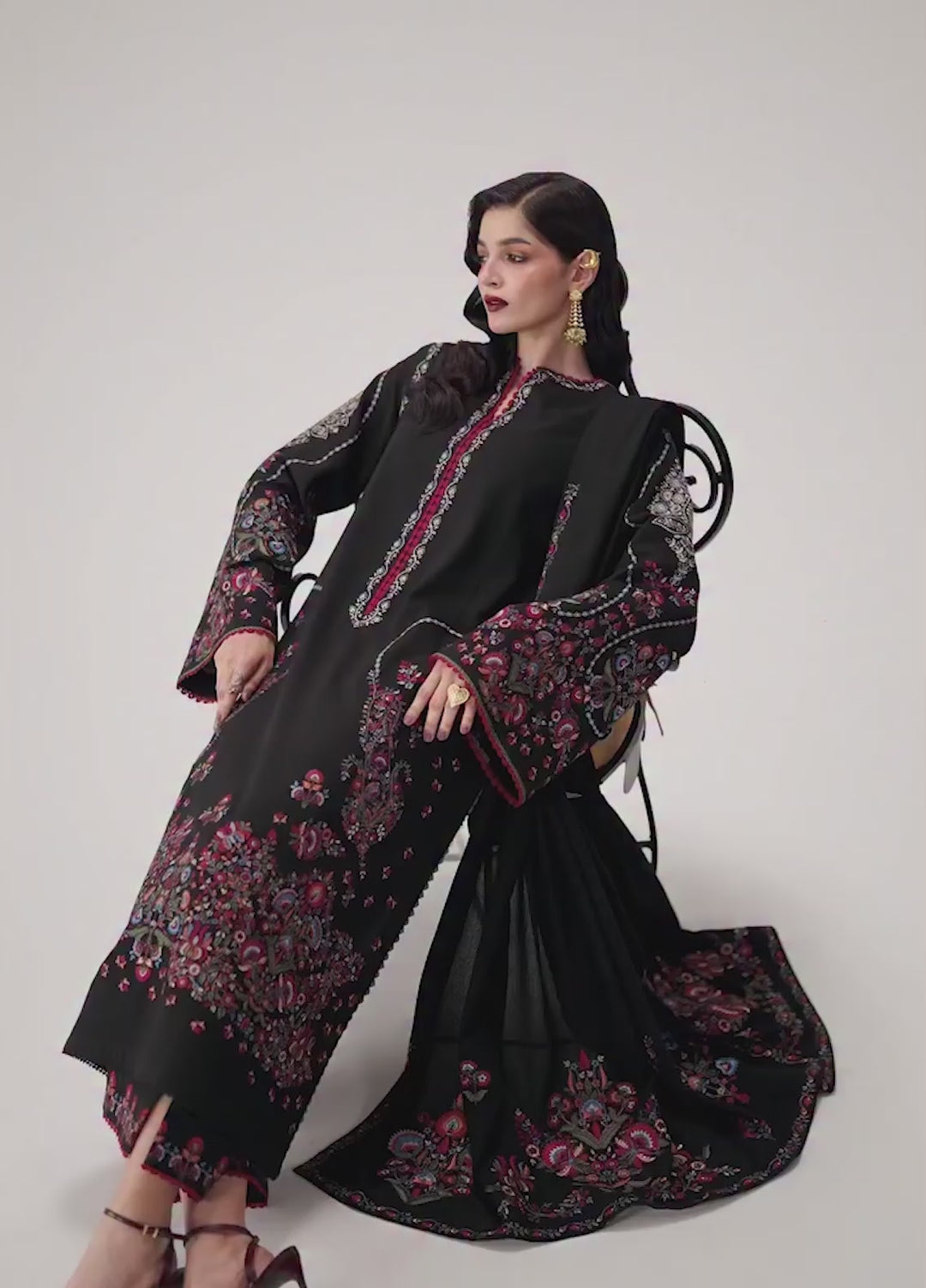 Jugnu by Hussain Rehar Unstitched Embroidered Karandi 3 Piece Suit HR26UJK Zinia - Winter Collection