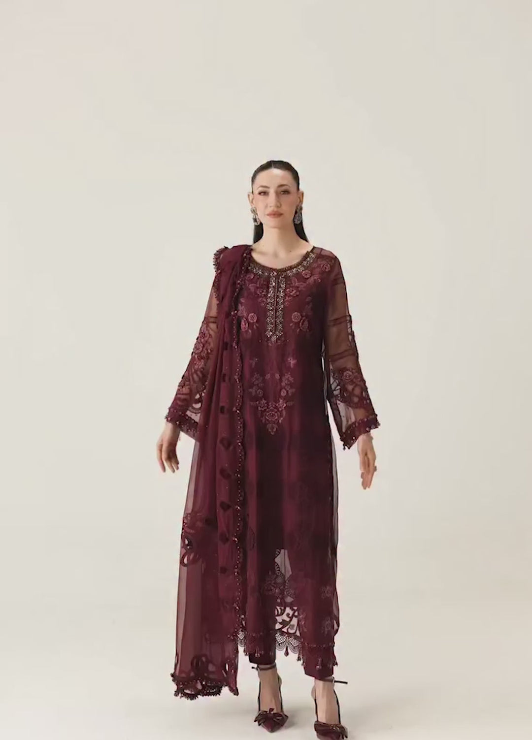 Maria B Unstitched Embroidered Chiffon 3 Piece Suit MB26UCF D8 - Festive Collection