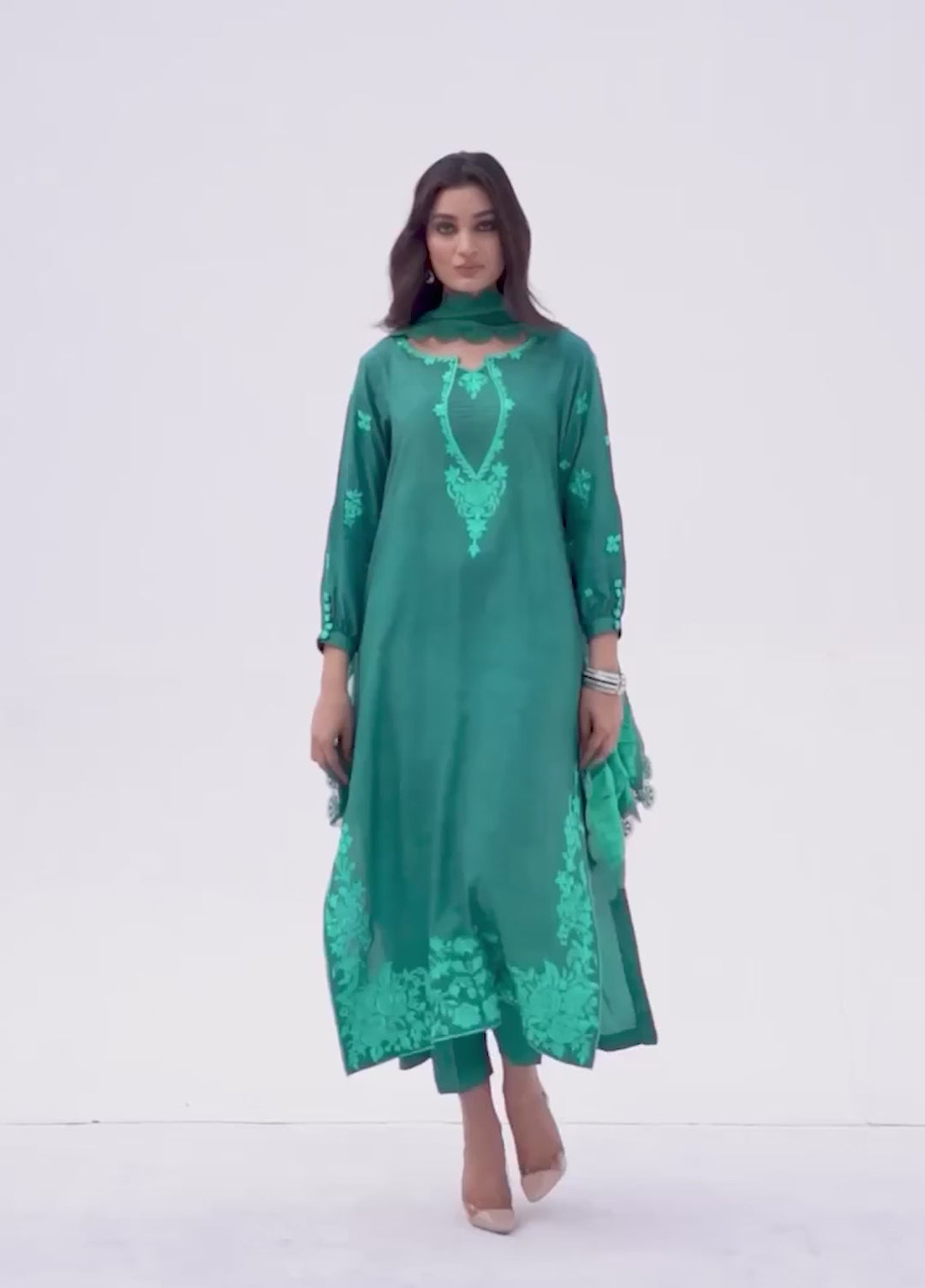 Anayra Amal Pret Embroidered Korean Silk 3 Piece Suit Tabeer