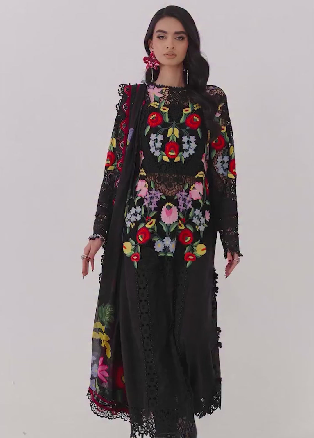 Maria B Unstitched Embroidered Luxury Lawn 3 Piece Suit MB26UEL 10B - Eid Collection