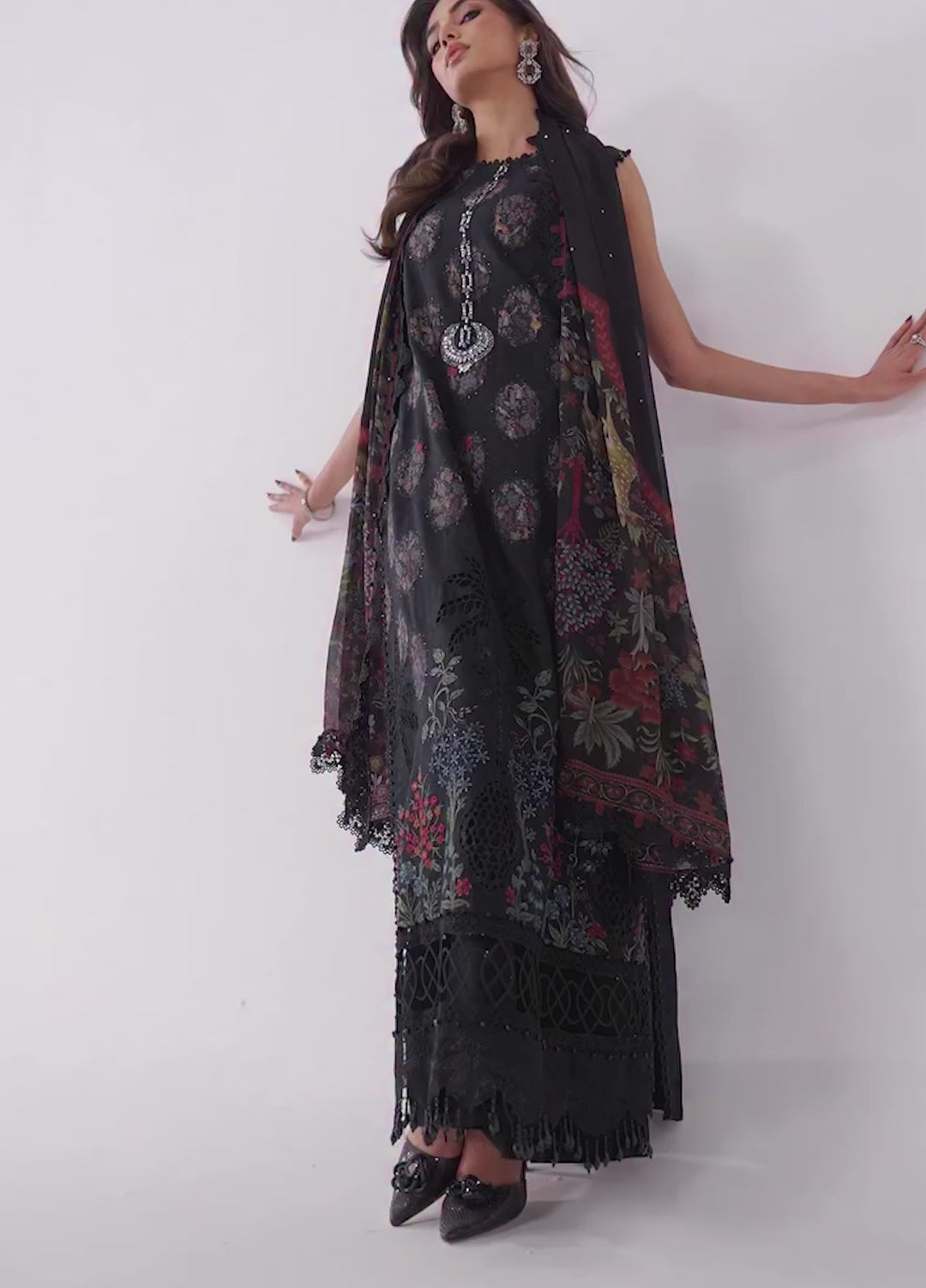 Maria B Unstitched Embroidered Luxury Lawn 3 Piece Suit MB26UEL 5B - Eid Collection