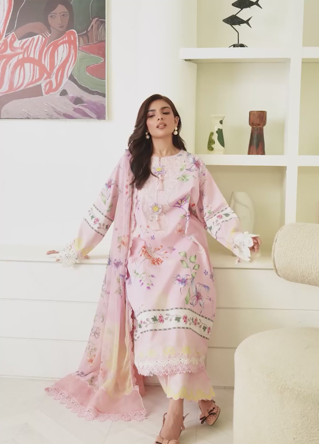 Petals in Print by Roheenaz Unstitched Printed Lawn 3 Piece Suit RN26UPP Pink Veil RUNSS260909 - Summer Collection