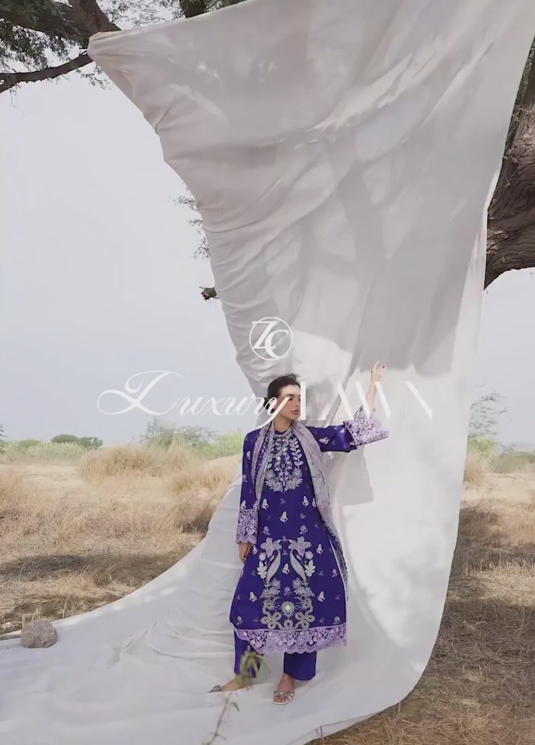 Zainab Chottani Unstitched Embroidered Luxury Lawn 3 Piece Suit ZC26ULZ D-13 VIOLA - Summer Collection