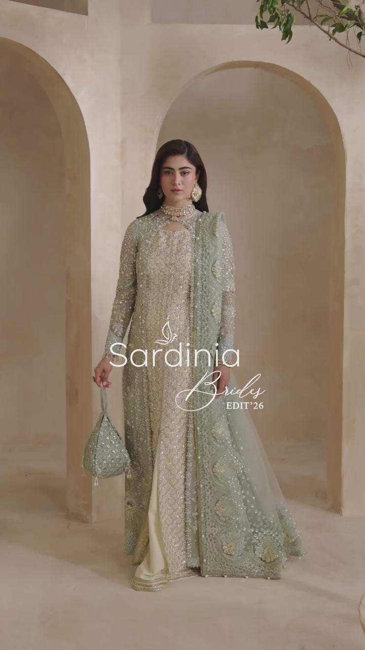Sardinia Brides Unstitched Hand work Organza 3 Piece Suit SR26UB Elysia 1804 - Wedding Collection