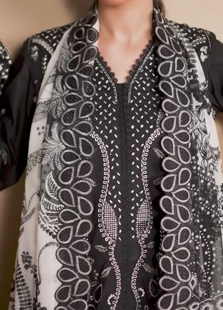 Koyal Monochrome by Nureh Unstitched Embroidered Lawn 3 Piece Suit NU26UKM NE-265 - Casual Collection