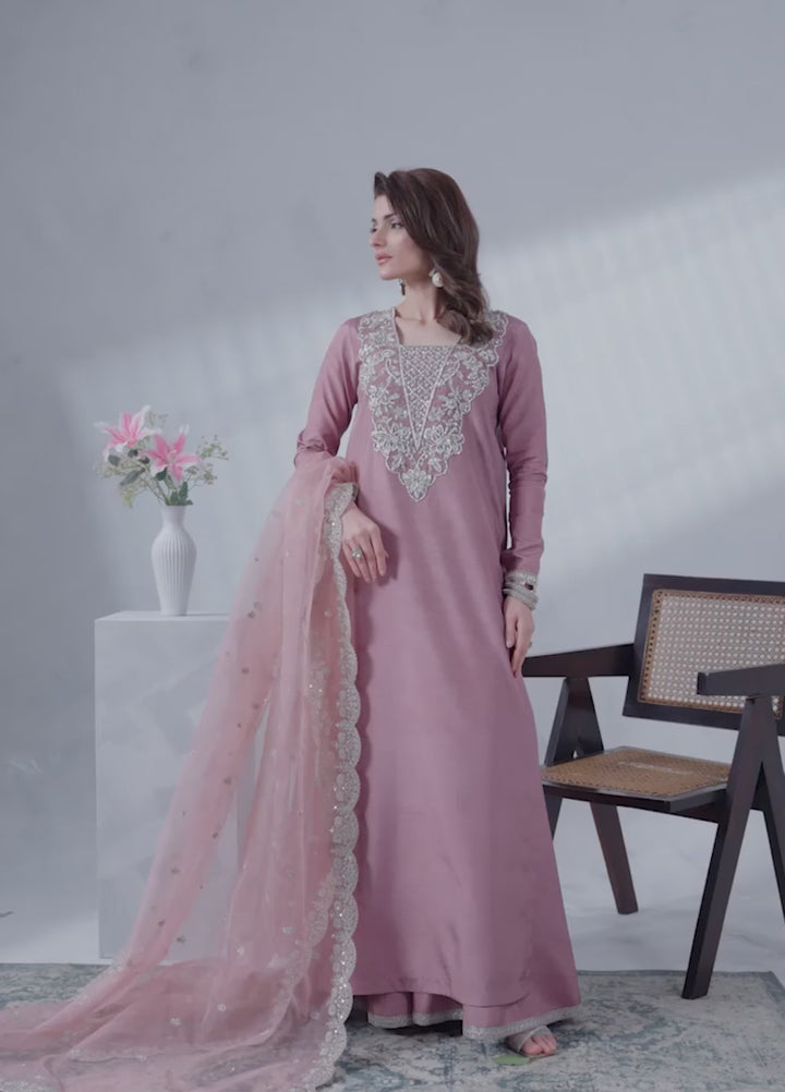 Soiree by Enzo Women RTW Hand work Silk 3 Piece Suit MAISON ROSE Festive Collection