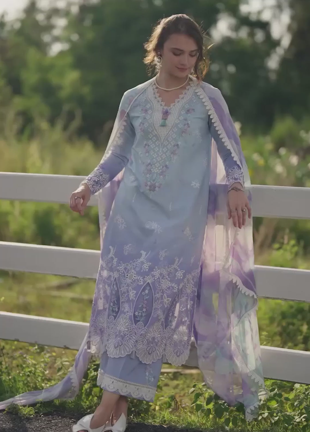 Solace by Mushq Unstitched Chikankari Lawn 3 Piece Suit MU26ULS Ombre Whisper MUNSS260203 - Festive Collection
