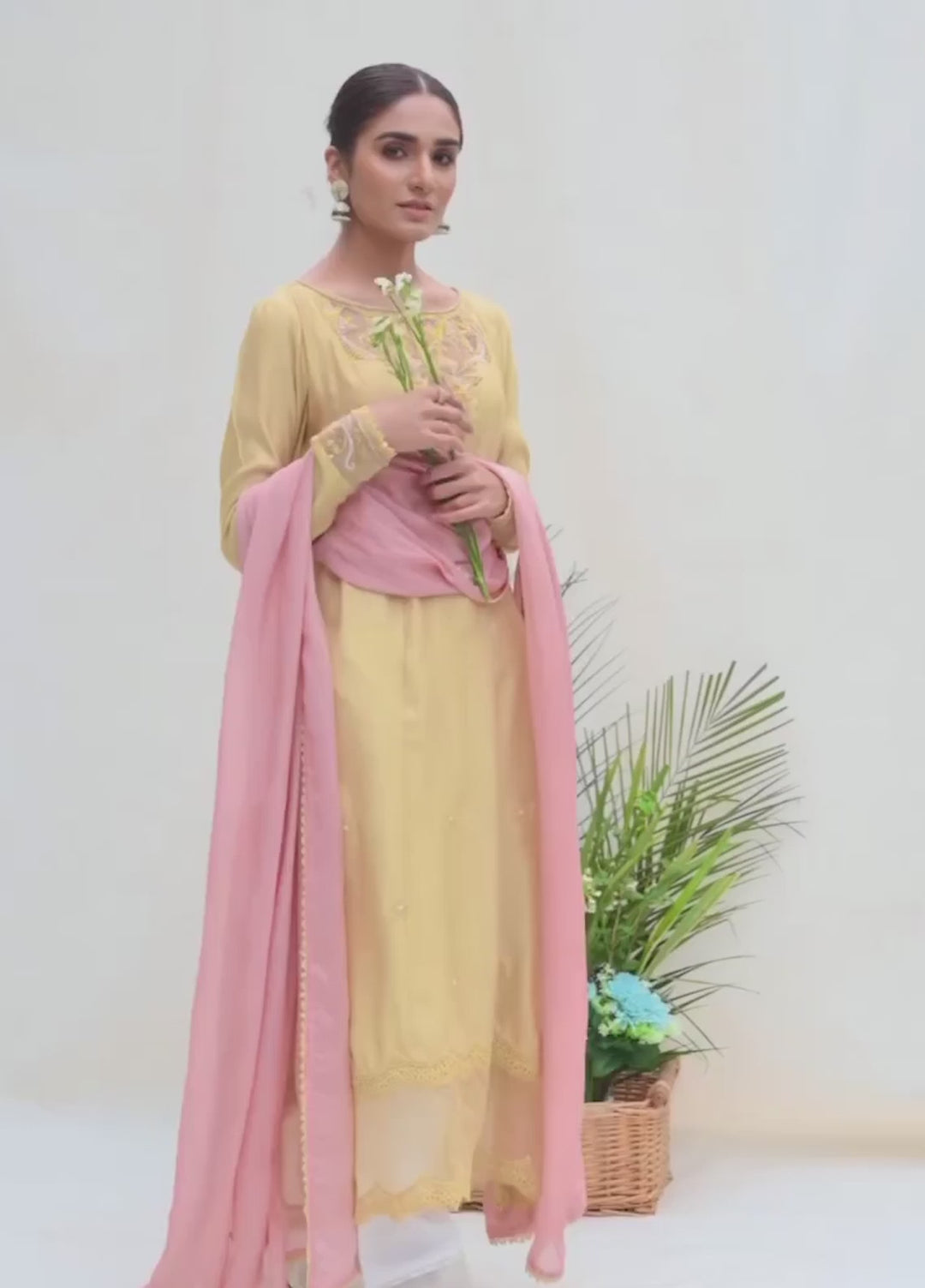 Textile Lime Pret Embroidered Raw Silk 3 Piece Suit Zehre