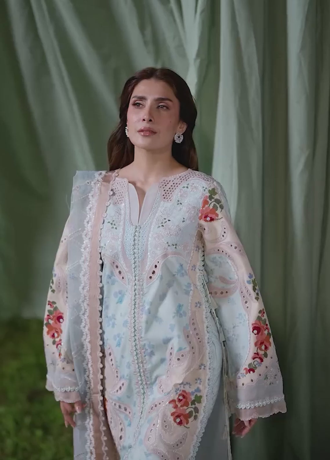 A-Lawn by Afrozeh Unstitched Embroidered Lawn 3 Piece Suit AF26UAL Eirene FWU-0063-3PO - Eid Collection