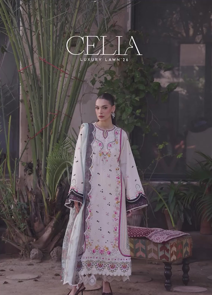 Celia by Zarposh Unstitched Embroidered Luxury Lawn 3 Piece Suit ZR26UCL ZARMIN - Festive Collection