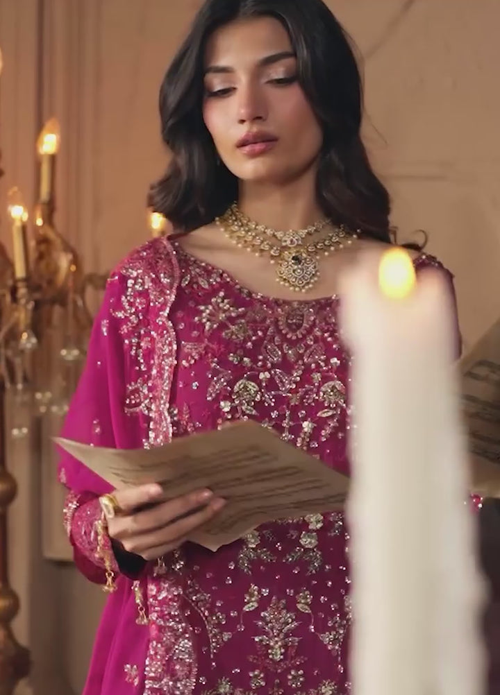 Celeste by Emaan Adeel Unstitched Embroidered Chiffon 3 Piece Suit EA26UCF Ember - Festive Collection