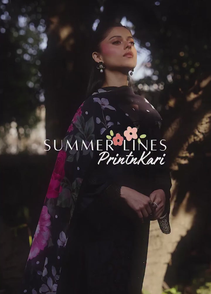 Summer Lines Printkari by Neeshay Unstitched Embroidered Lawn 3 Piece Suit NSH26SLP D-7 Sable - Summer Collection