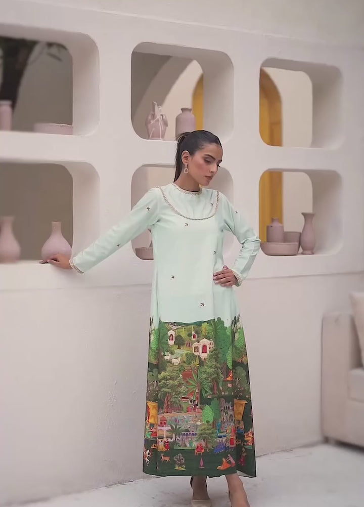 Irtiqa by Anayra Amal RTW Printed Raw Silk 1 Piece Suit Taana Baana Festive Collection